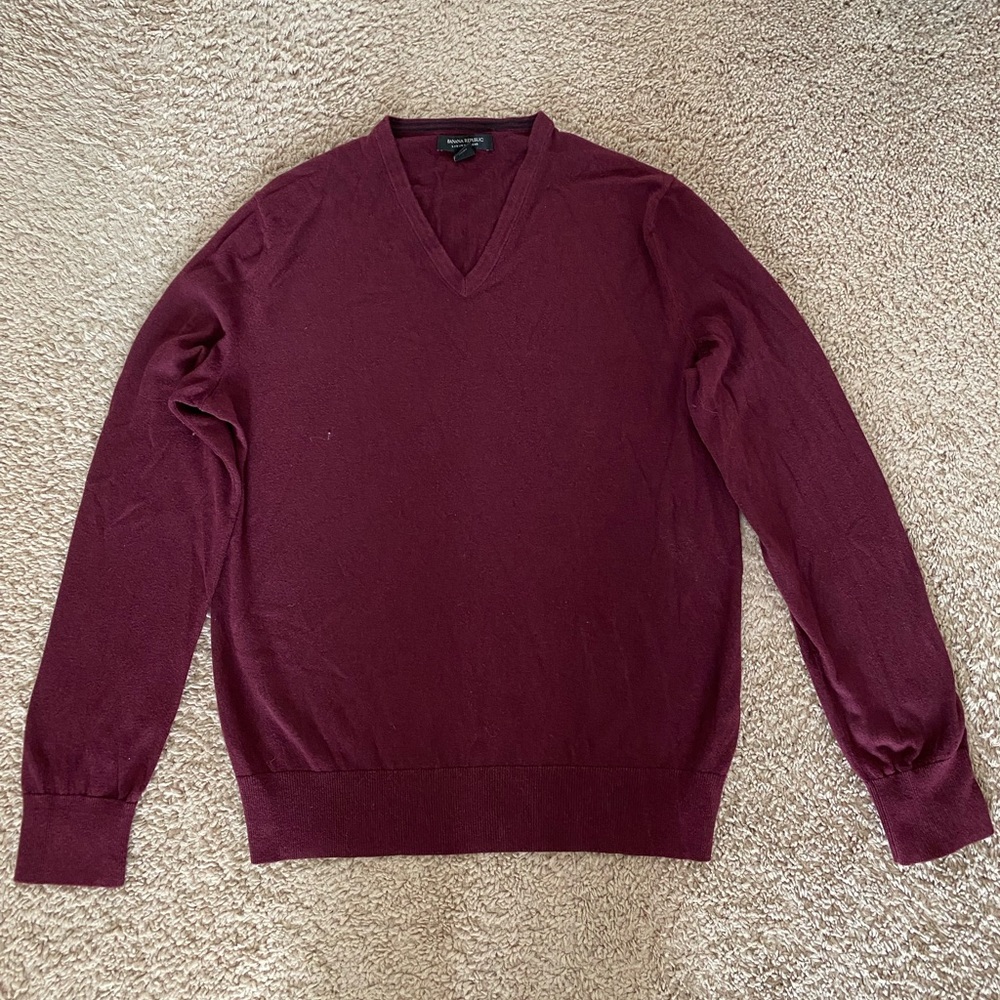 Banana Republic Cashmere Purple V-Neck Sweater